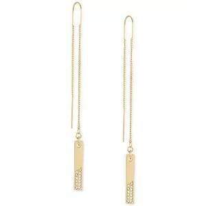 Guess Gold Tone Pave Crystal Threader Earrings Women's Fashion Elegant Chic NEW